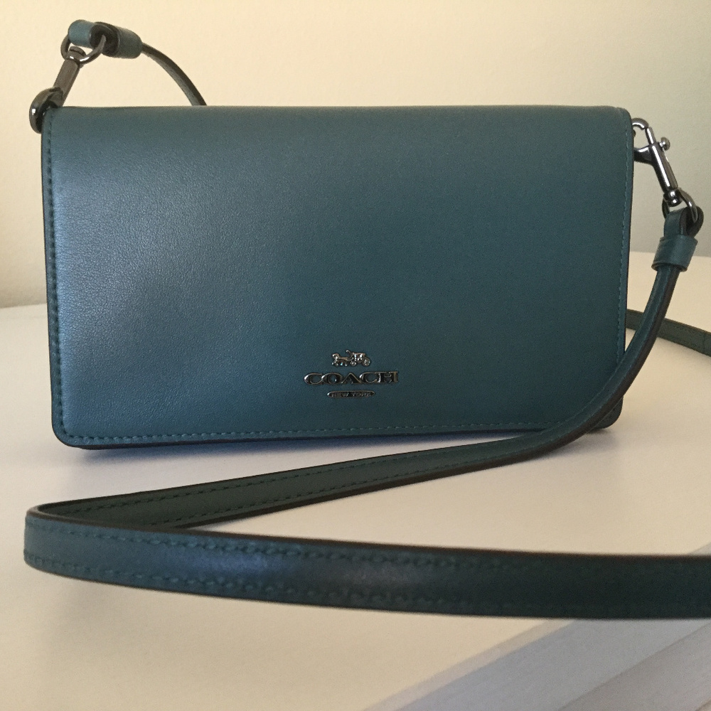 Coach Leather Slim Crossbody Clutch Phone Wallet